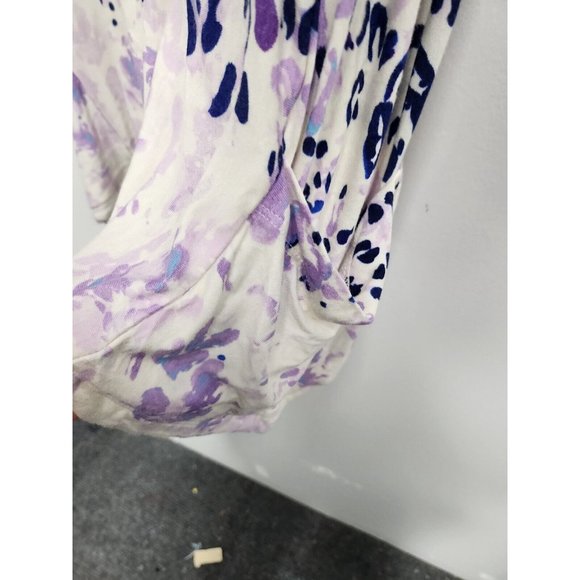 LOGO Lori Goldstein Womens Tunic Top Small Purple White Floral Jersey Sharkbite - Picture 4 of 7